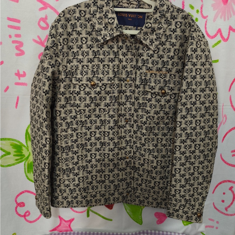 Louis Vuitton Beige and Black Monogram Shirt Jacket